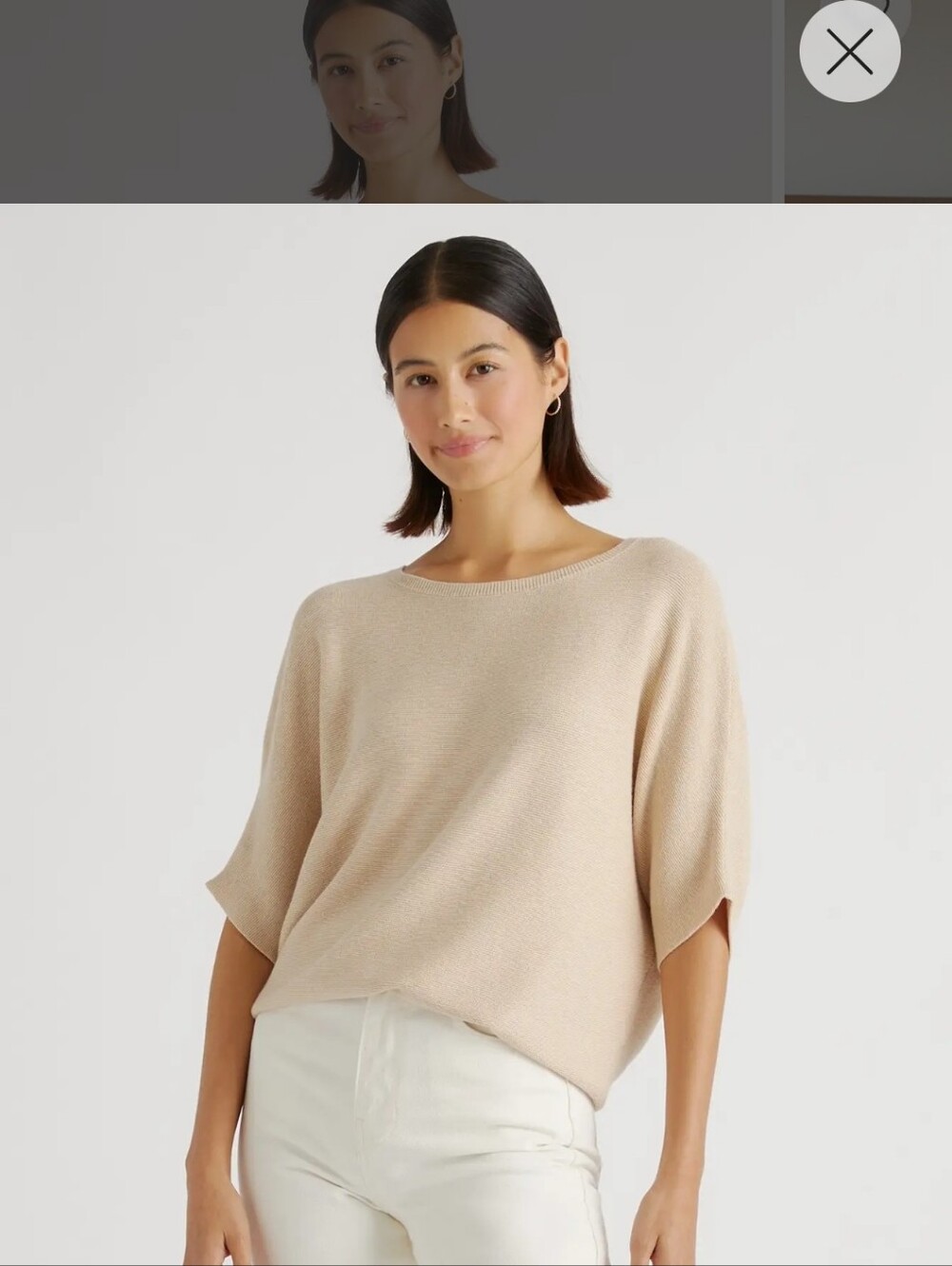 Lightweight Cotton Cashmere Link-stitch Dolman Sleeve Sweater Large